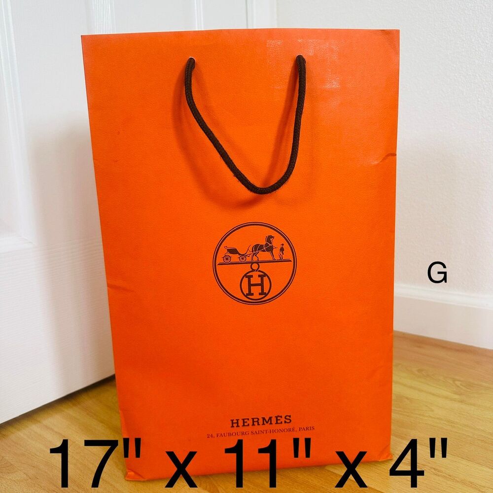 Hermes Paper Shopping Bag - orange medium, 17" x 11" x 4" [G]